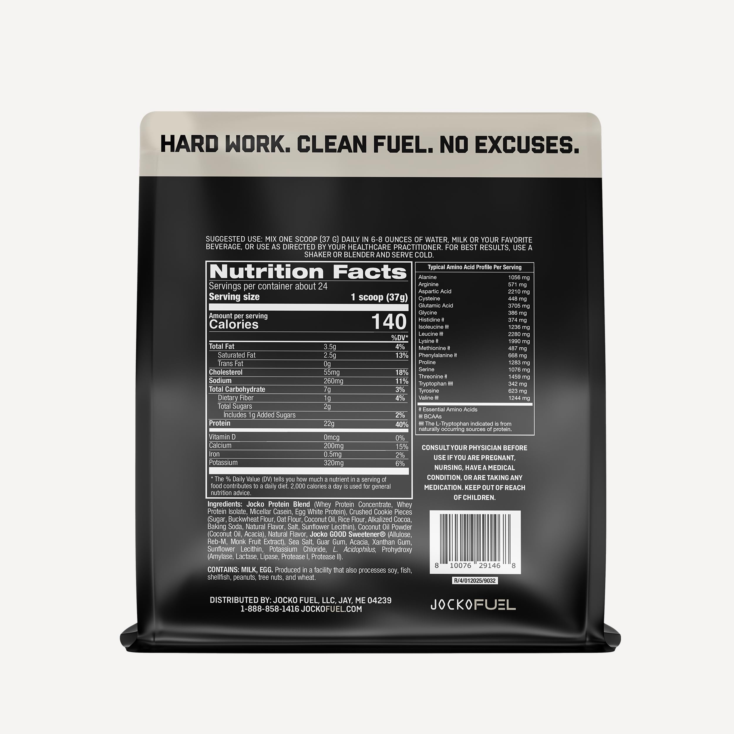 Mölk ingredients label highlighting time-release protein blend.
