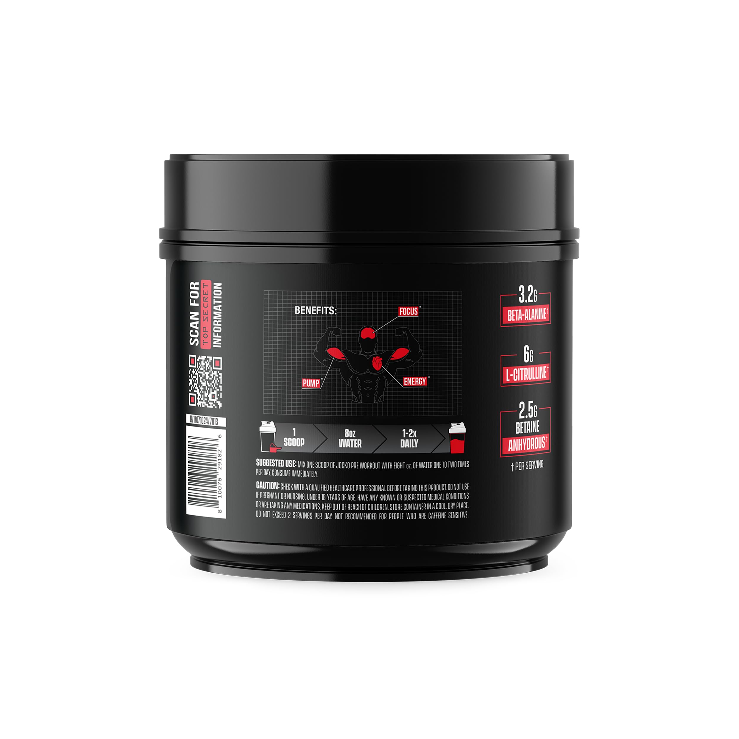 Jocko Fuel pre-workout recovery image implies quicker post training restoration.