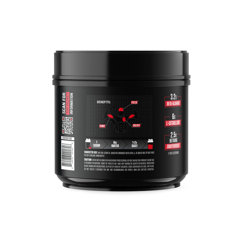 Jocko Fuel pre-workout recovery image implies quicker post training restoration.