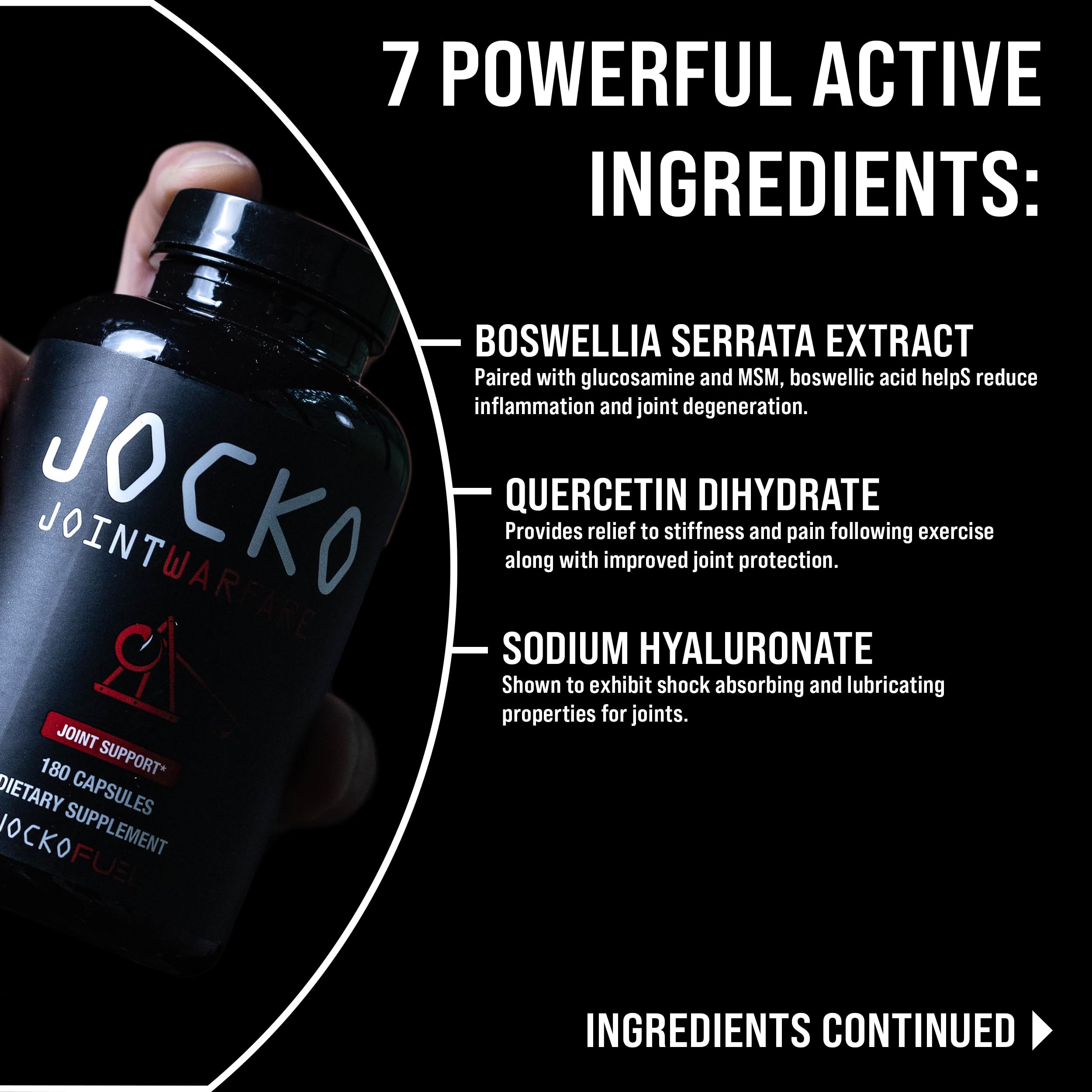 Jocko Fuel sea cucumber ingredient artwork emphasizing collagen support in joints.
