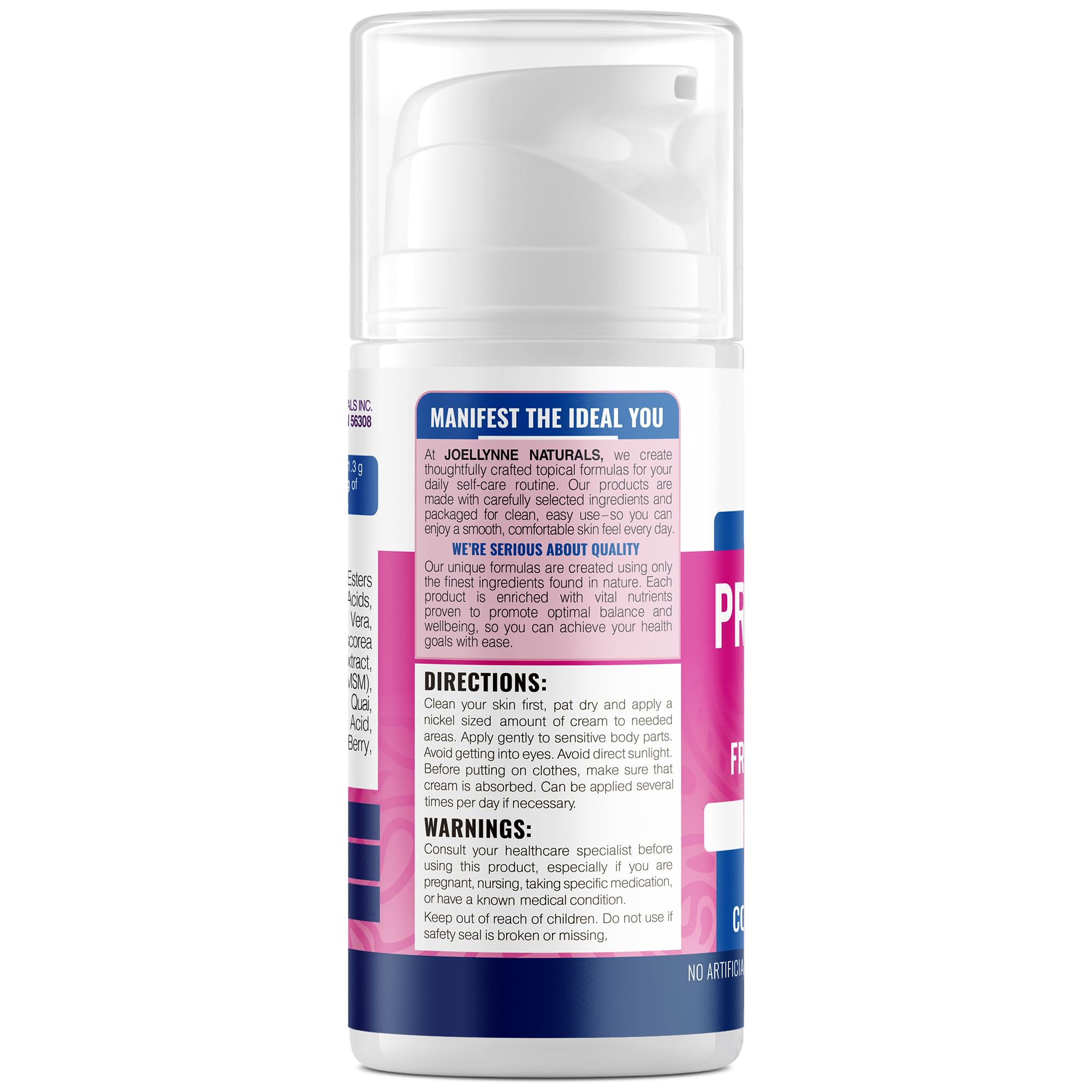 Joellyne Naturals USA-made clean phyto-formula label highlights non-GMO ingredients.
