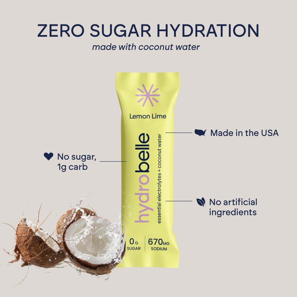 JoinBelle HydroBelle ready-to-drink lemon-lime in a glass, vibrant and refreshing.