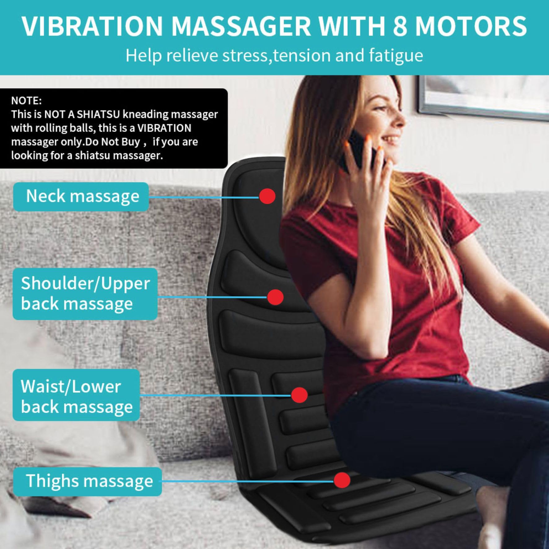JOJOPEPE cushion reveals eight vibration motors for full-back massage