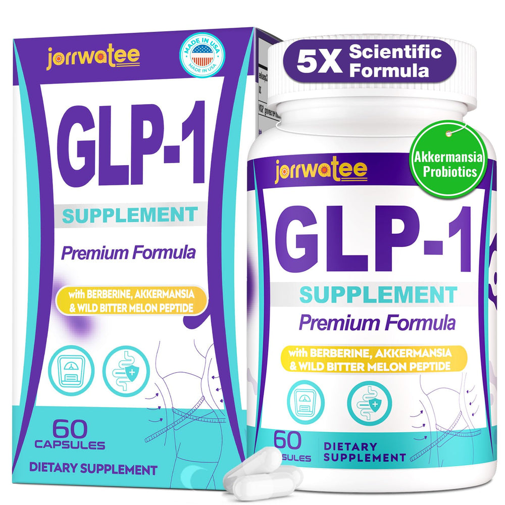 Jorrwatee GLP-1 bottle closeup highlights daily energy and digestion support