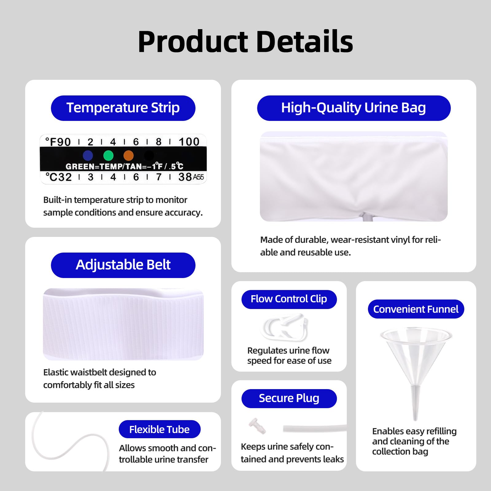 JORVONR urine test kit silicone funnel aids spill-free filling.