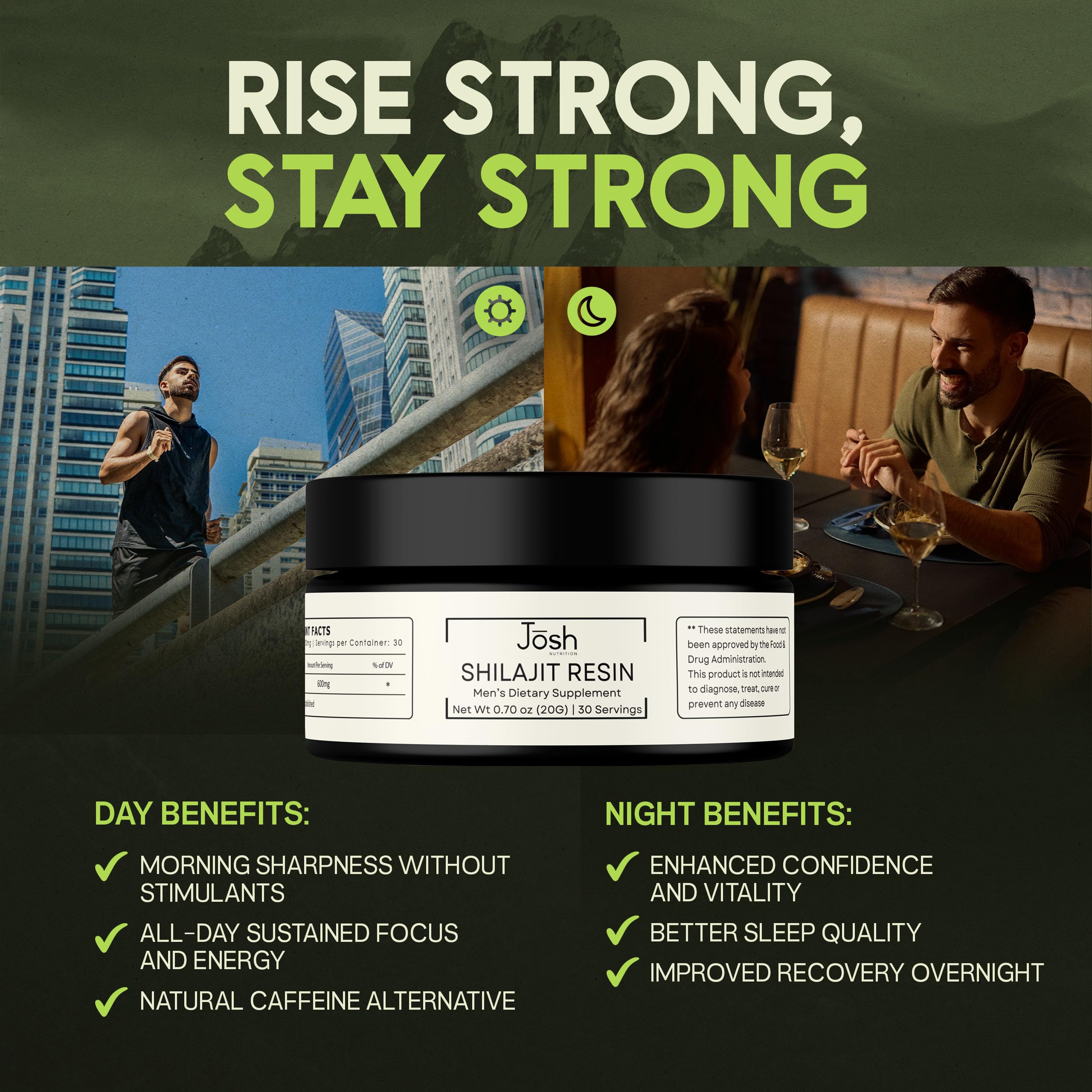 Jōsh Shilajit resin pour shows golden, dense consistency for focus.