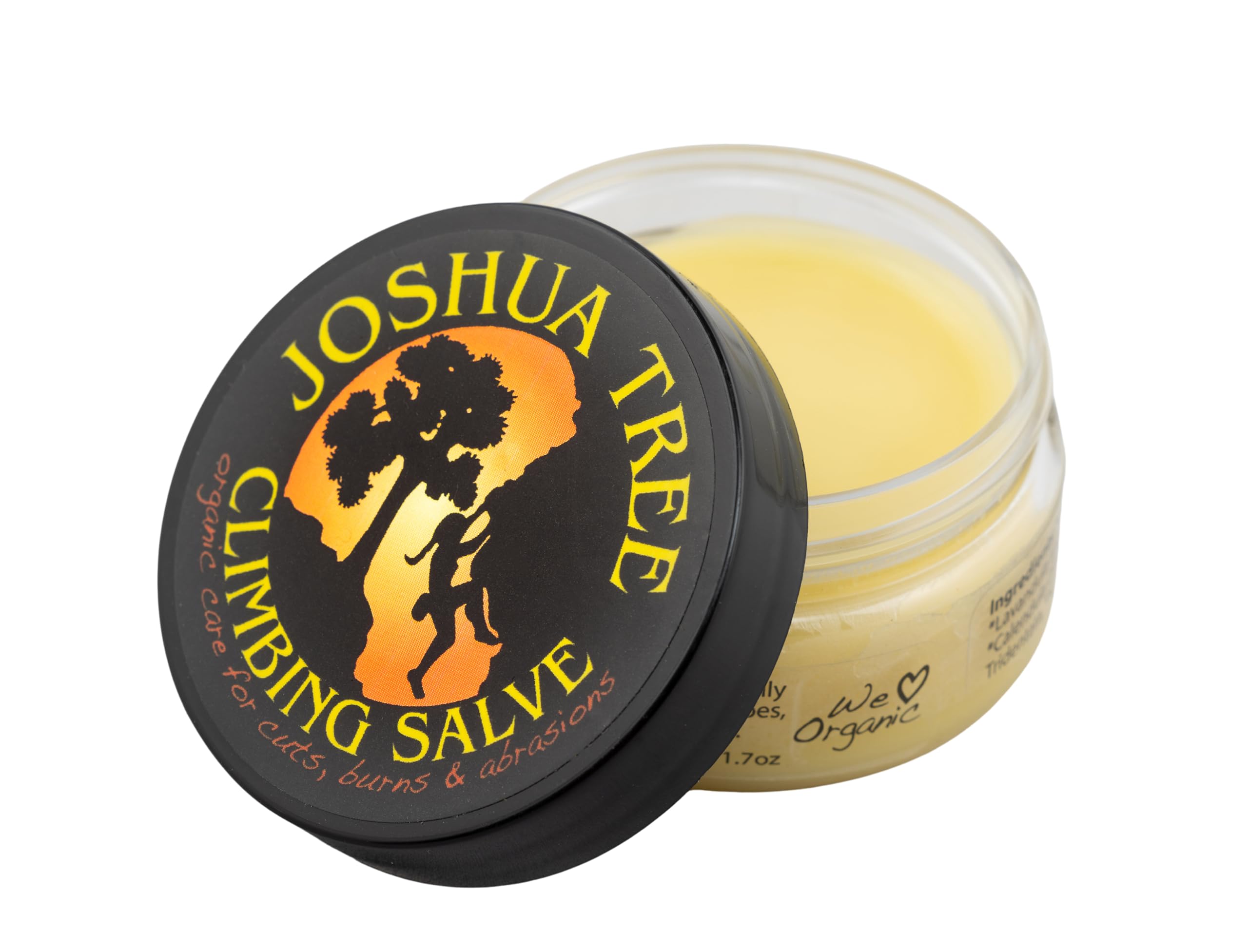 JOSHUA TREE Organic Climbing Salve tub front view for fast skin relief and protection.