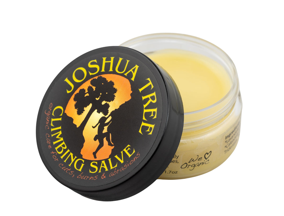 JOSHUA TREE Organic Climbing Salve tub front view for fast skin relief and protection.