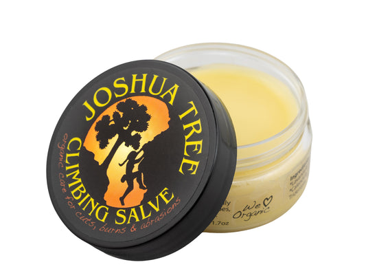 JOSHUA TREE Organic Climbing Salve tub front view for fast skin relief and protection.