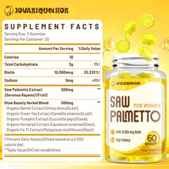 Jovariquethor Biotin 10000mcg gummies support healthy hair, skin, and nails.