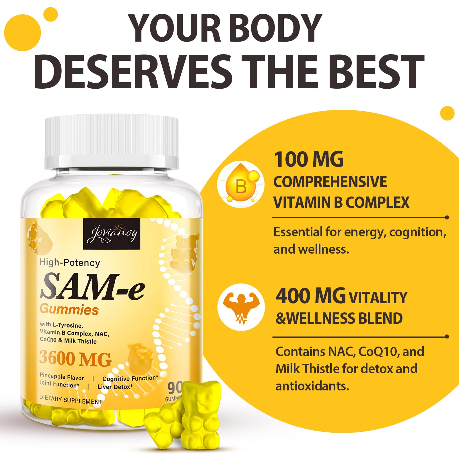 Jovianoy SAM-e gummies NAC CoQ10 antioxidant blend