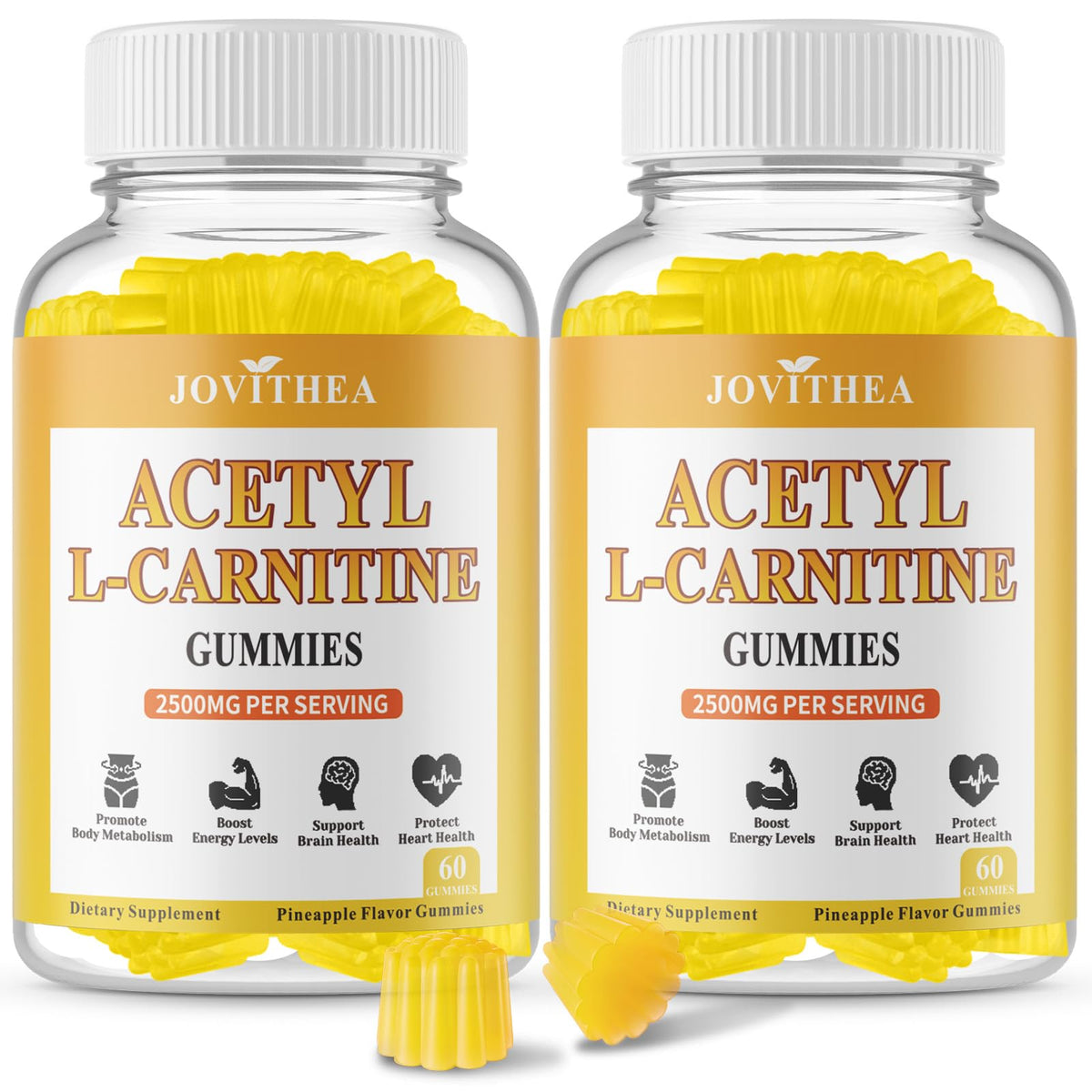 JOVITHEA Acetyl L-Carnitine Gummies 2-pack display emphasizing energy and focus