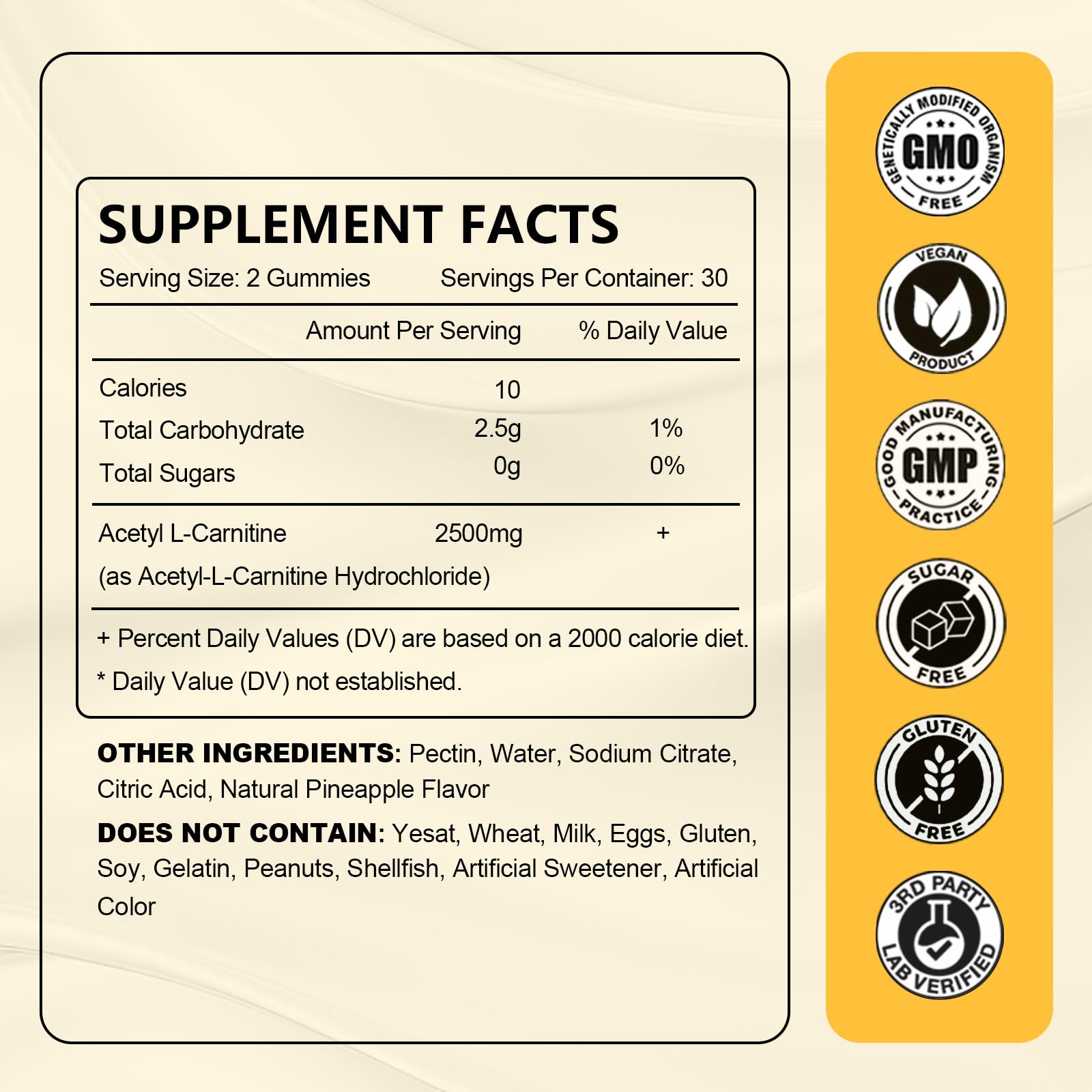 JOVITHEA Acetyl L-Carnitine Gummies bottle with sugar-free formula visible
