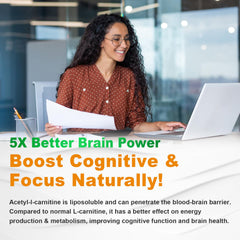 Brain icon and JOVITHEA Acetyl L-Carnitine Gummies highlighting focus support