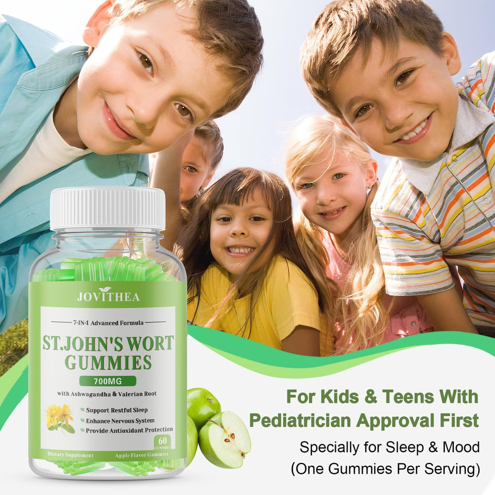 JOVITHEA gummies label highlights ashwagandha and valerian root blend for relaxation.