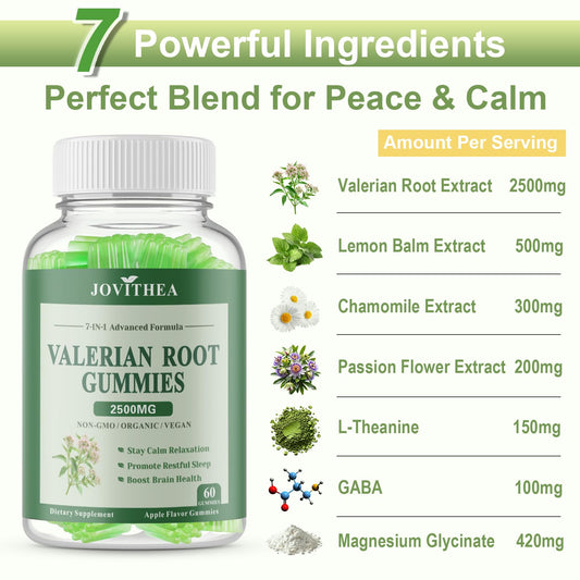 JOVITHEA valerian gummies apple flavor ready for a soothing nightly routine