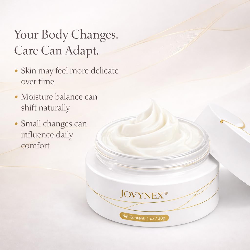 JOVYNEX Estriol cream being applied during routine application time.