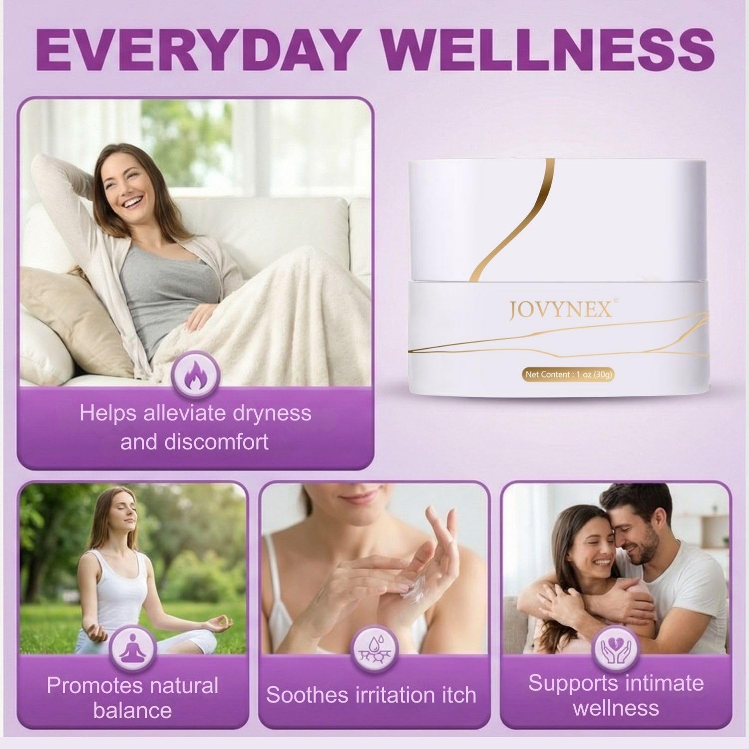 JOVYNEX estriol cream jar with peach scent