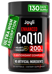 JOYLI CoQ10 200mg softgels bottle for daily heart support and energy.