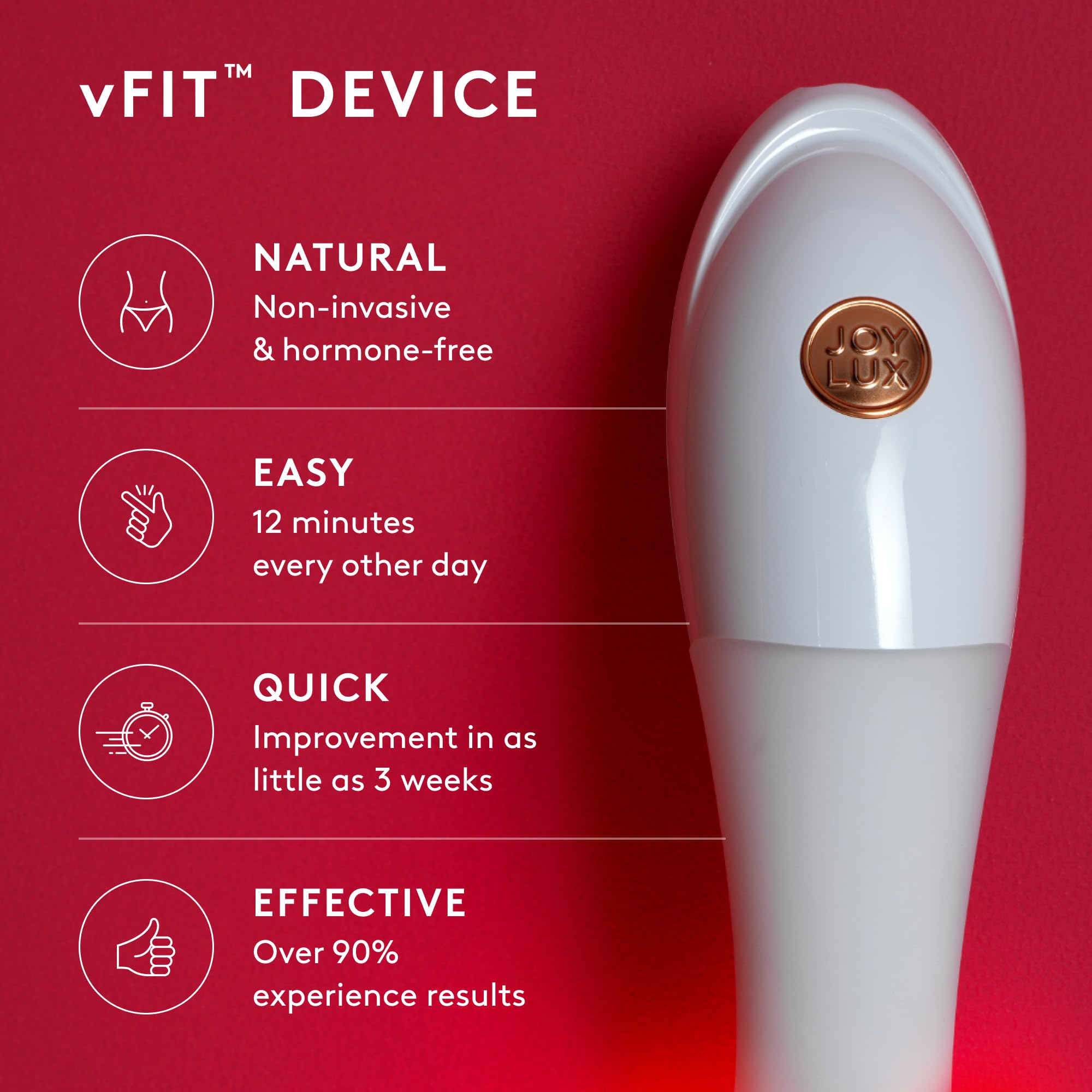 Joylux photonic gel bottle highlighting pH-balanced formula for comfortable use.