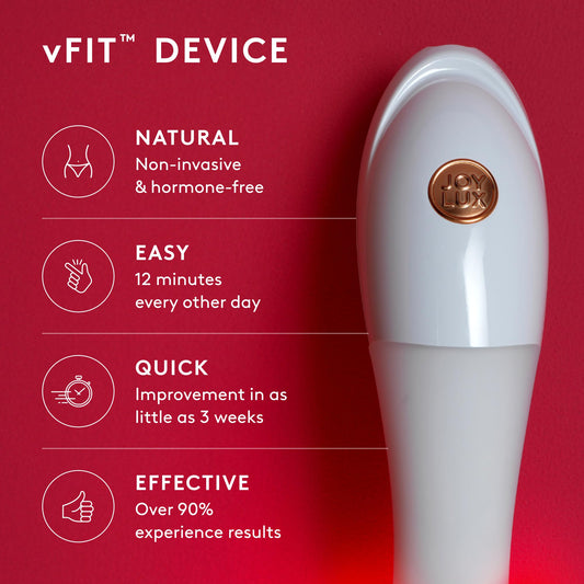 Joylux photonic gel bottle highlighting pH-balanced formula for comfortable use.
