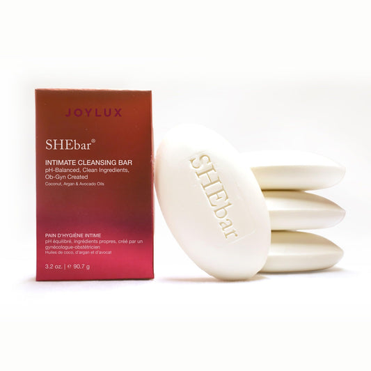 Joylux SHEBar 4-pack packaging shown, gift-ready and convenient for storage