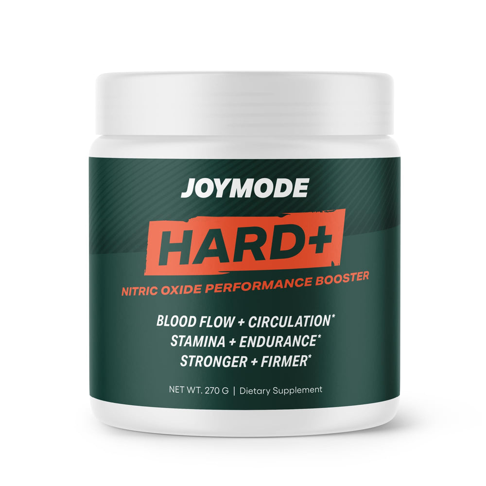JOYMODE Performance Booster bottle showing arginine-nitrate formula for potential blood flow support