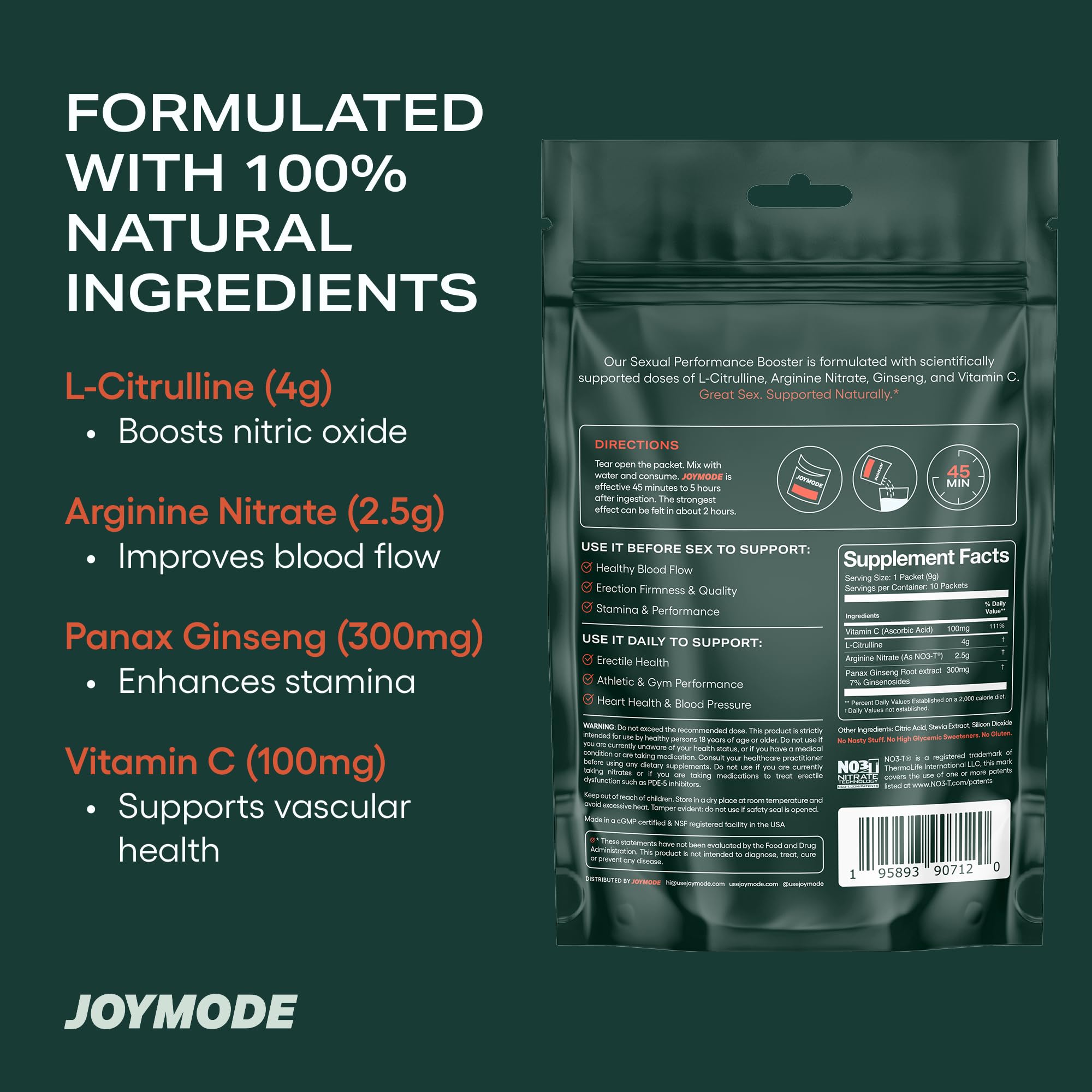 JOYMODE L-Citrulline powder jar promotes clean energy for workouts.