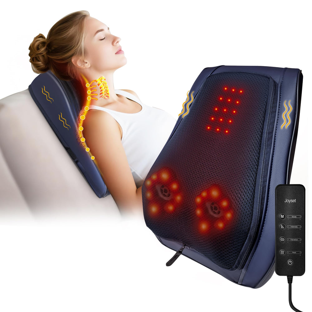 Joyset back massager with 16 deep-kneading nodes delivers targeted relief on the back.