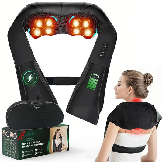 Joyset cordless neck massager front view for portable relief on the go.