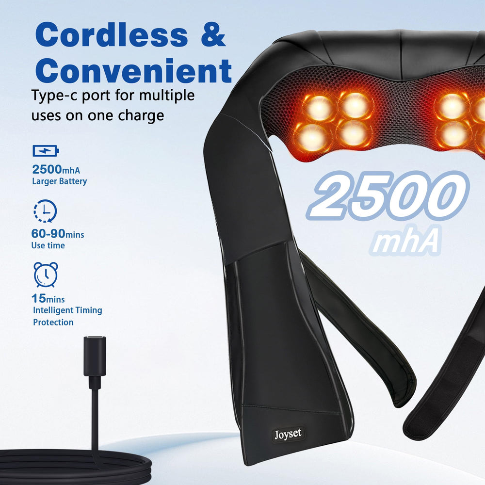 Joyset heat therapy function demonstrates infrared warmth for soothing sessions.