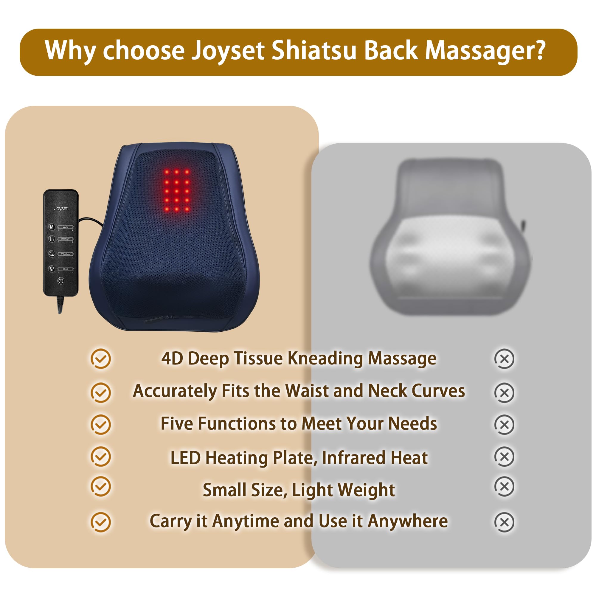 Portable massager pillow used on office chair or car seat for daily ease.