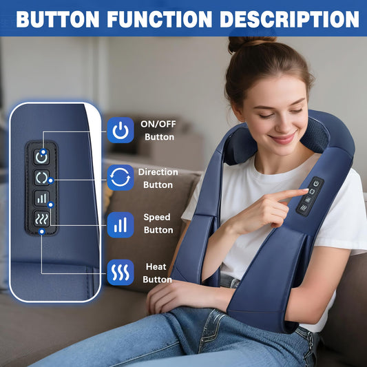 Joyset Shiatsu 8-node kneading close-up demonstrates deep tissue feel and customizable intensity