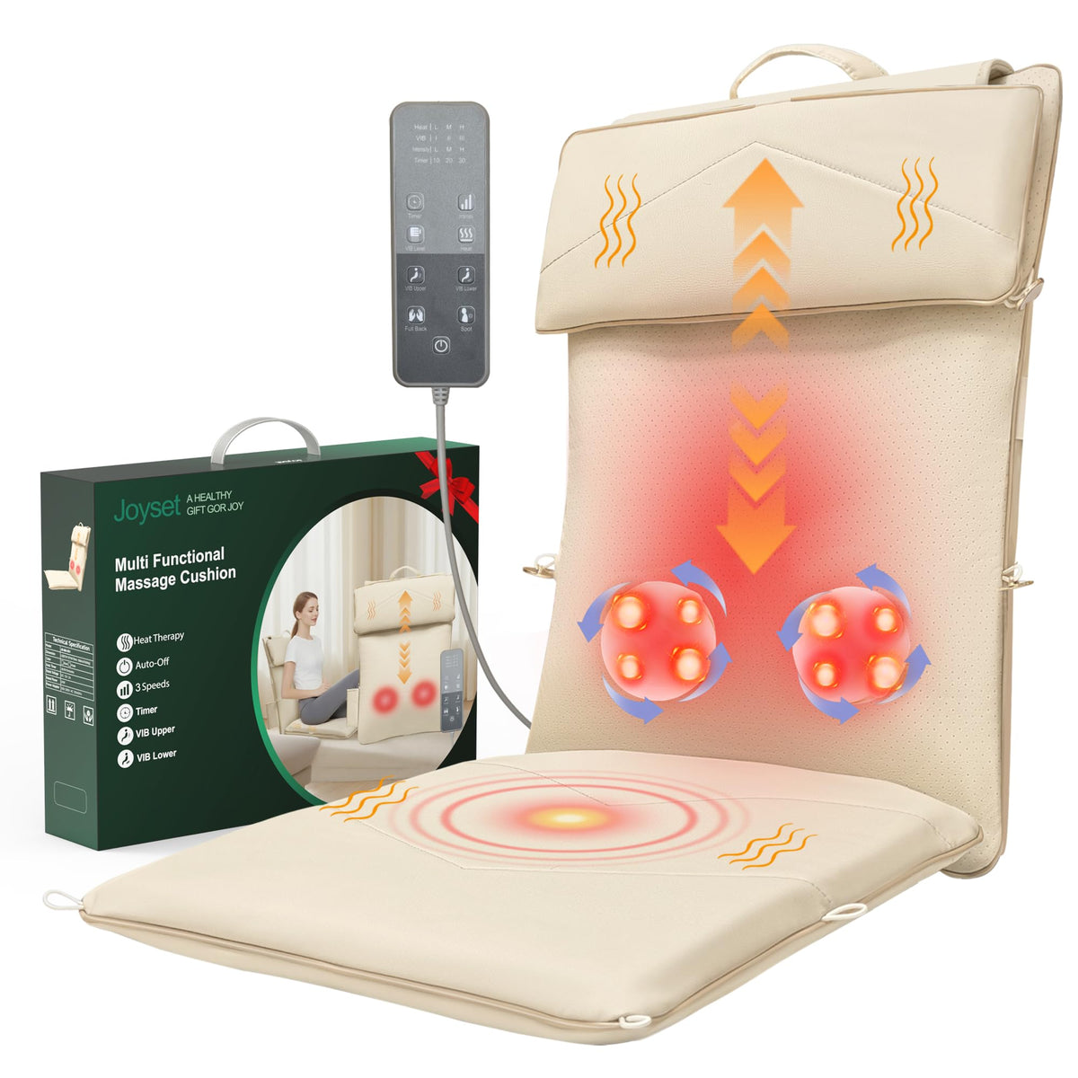 Joyset Shiatsu neck and back massager on chair for deep relaxation