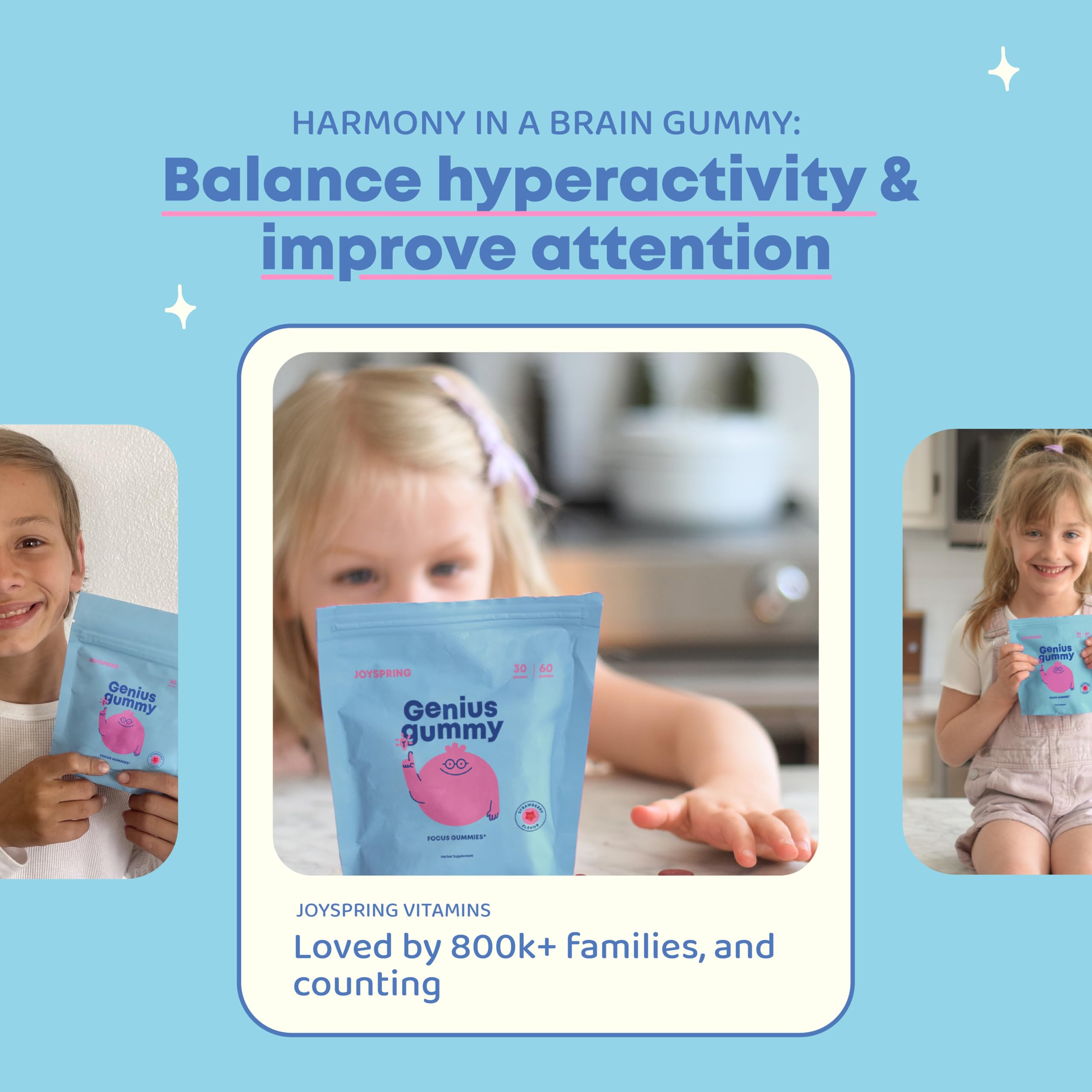 JoySpring Genius Kids Focus Gummies gotu-kola ingredient supports focus