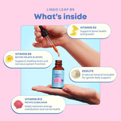 Icons on JoySpring LingoLeap B9 packaging show dual nutrient action