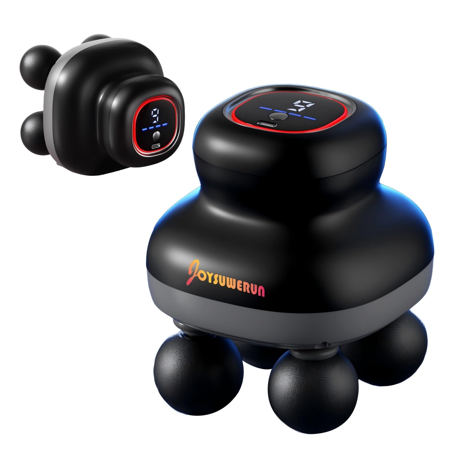Joysuwerun massage gun with four heads for targeted muscle relief after workouts.