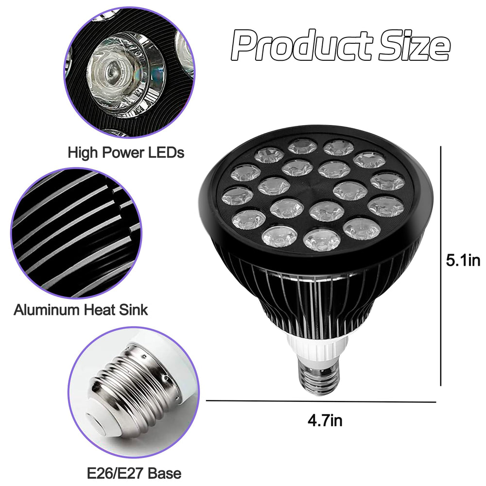 JPWDDWYT 18-bead tanning lamp delivers broad illumination for even results.