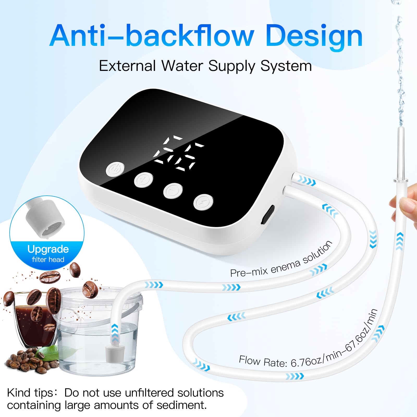 Jripae Enema Kit dedicated filter head ensures stable flow