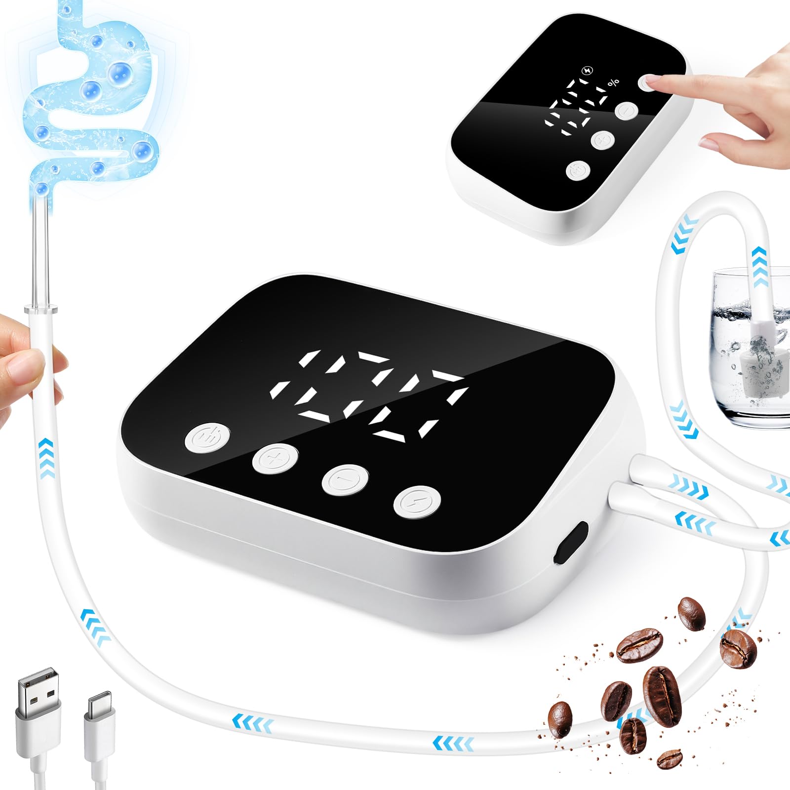 Jripae Enema Kit LED display shows flow or battery status for precise control