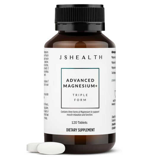 JSHealth Advanced Magnesium bottle front promoting daily muscle comfort