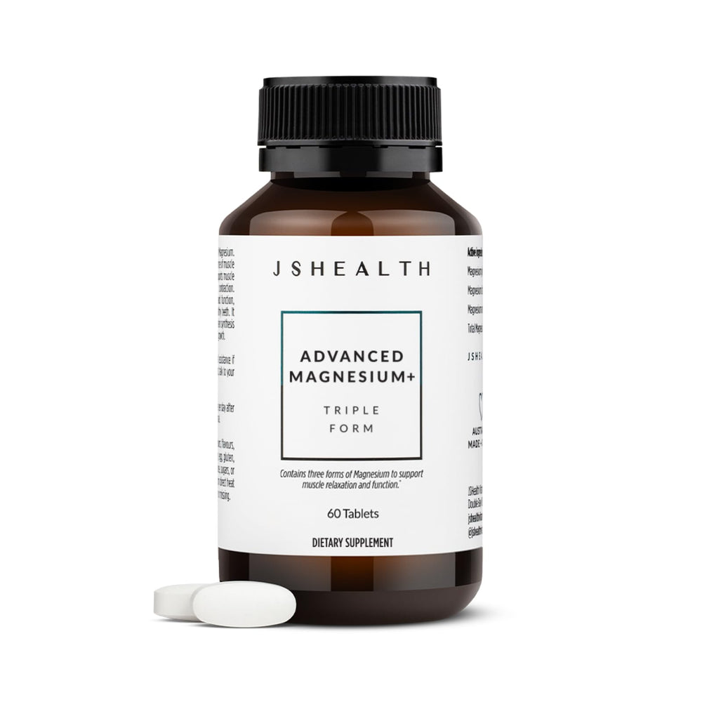 JSHealth Advanced Magnesium bottle shown for daily use and muscle support.