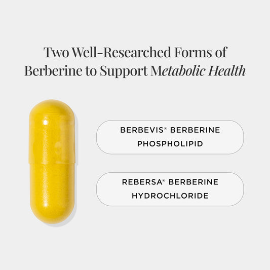 JSHealth Berberine+ capsules close-up highlighting vegan, gluten-free, non-GMO formulation.
