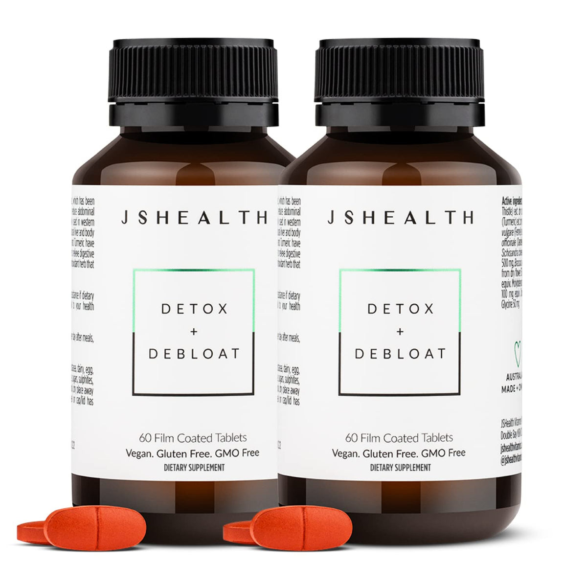 JSHealth Detox bottle with milk thistle, turmeric, and fennel for digestion support.