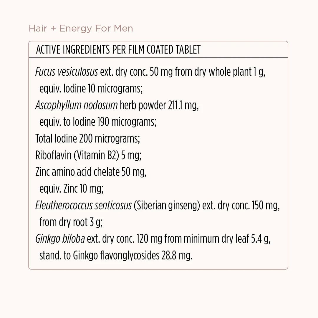 Daily-use JSHealth Hair & Energy for Men, supporting vitality and hair wellness