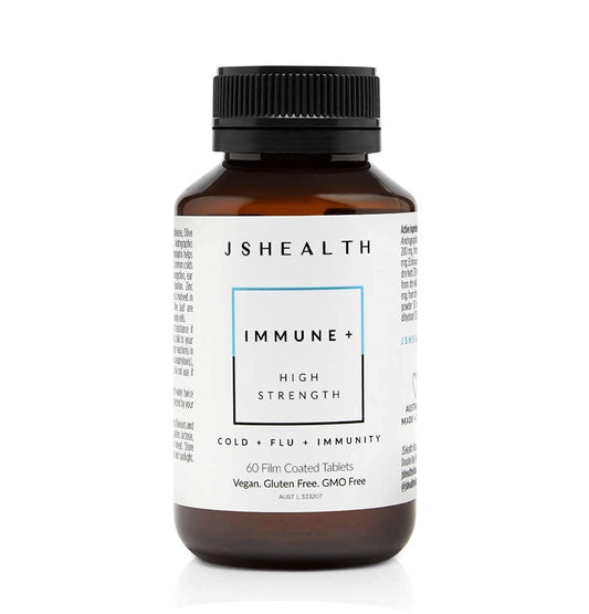 JSHealth Immune Booster packaging close-up highlighting zinc and vitamin C content