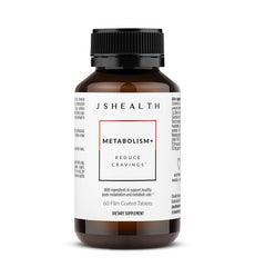 JSHealth Metabolism+ bottle front showcasing branding and energy support.