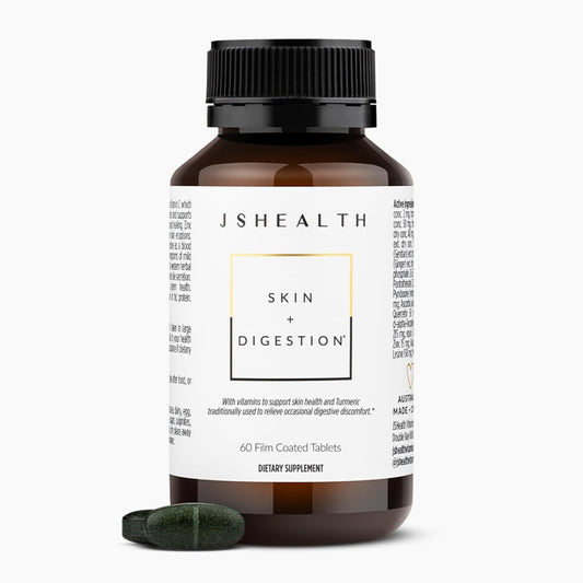 JSHealth Skin and Digestion Formula bottle promotes clear skin and digestive balance