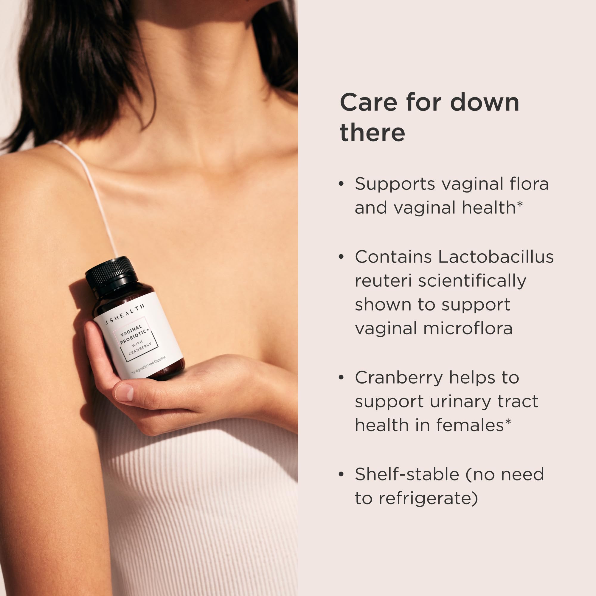 JSHealth Vaginal Probiotic cranberry-dosage image highlighting urinary comfort support.