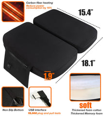 JS LifeStyle heated seat pad with USB switch compatible with 5V power banks